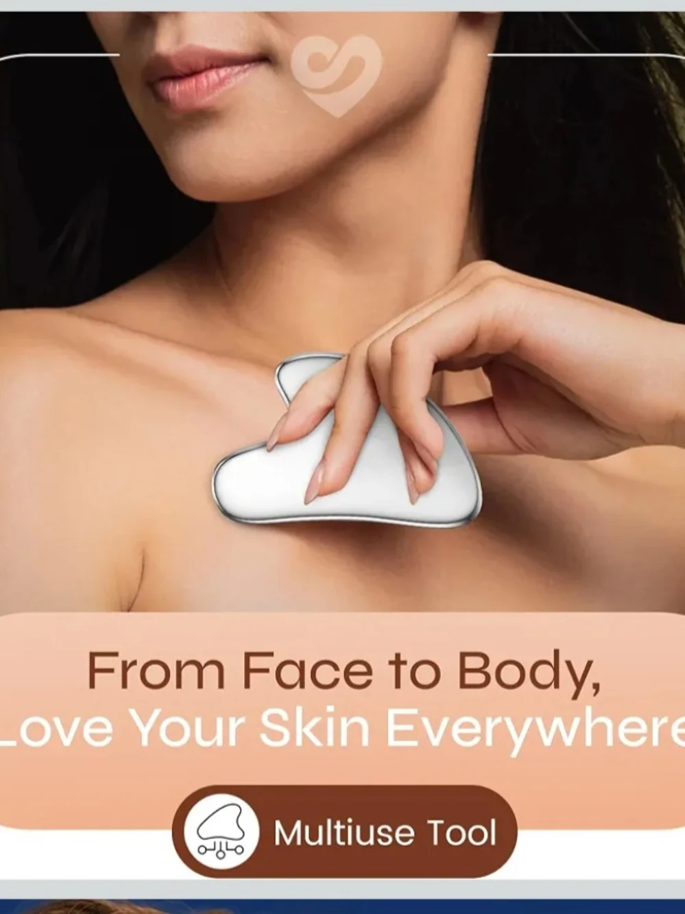 Stainless Steel Gua Sha Facial Tool - Silver